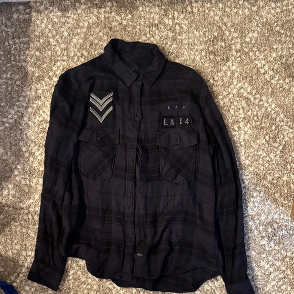 Rails Pepper Juniper Military Black Plaid Button-Up Shirt - Picture 5 of 5